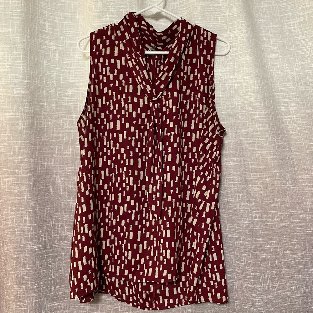 Maroon blouse with tie neck